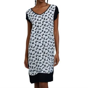 Sisley Dress Butterfly Print Black White Fairy Y2K Shift Dress Fairy Women L